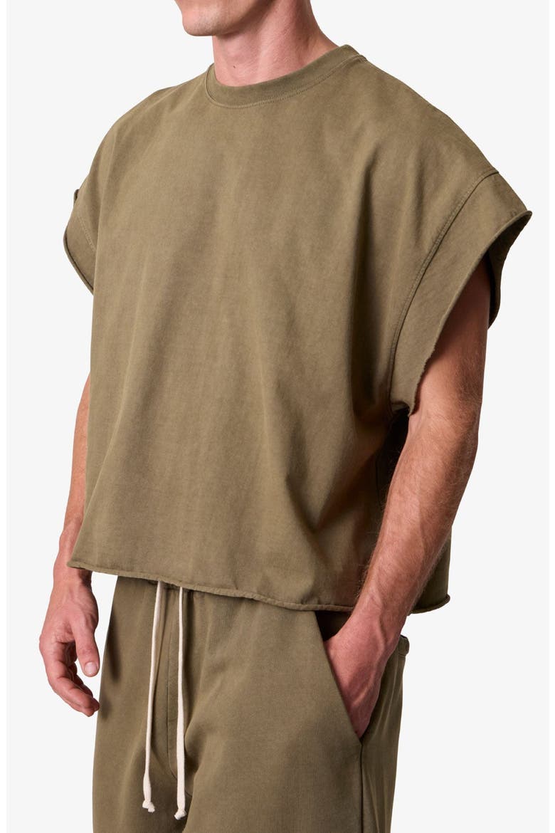 Distressed Cotton Cutoff T-Shirt, Alternate, color, OLIVE
