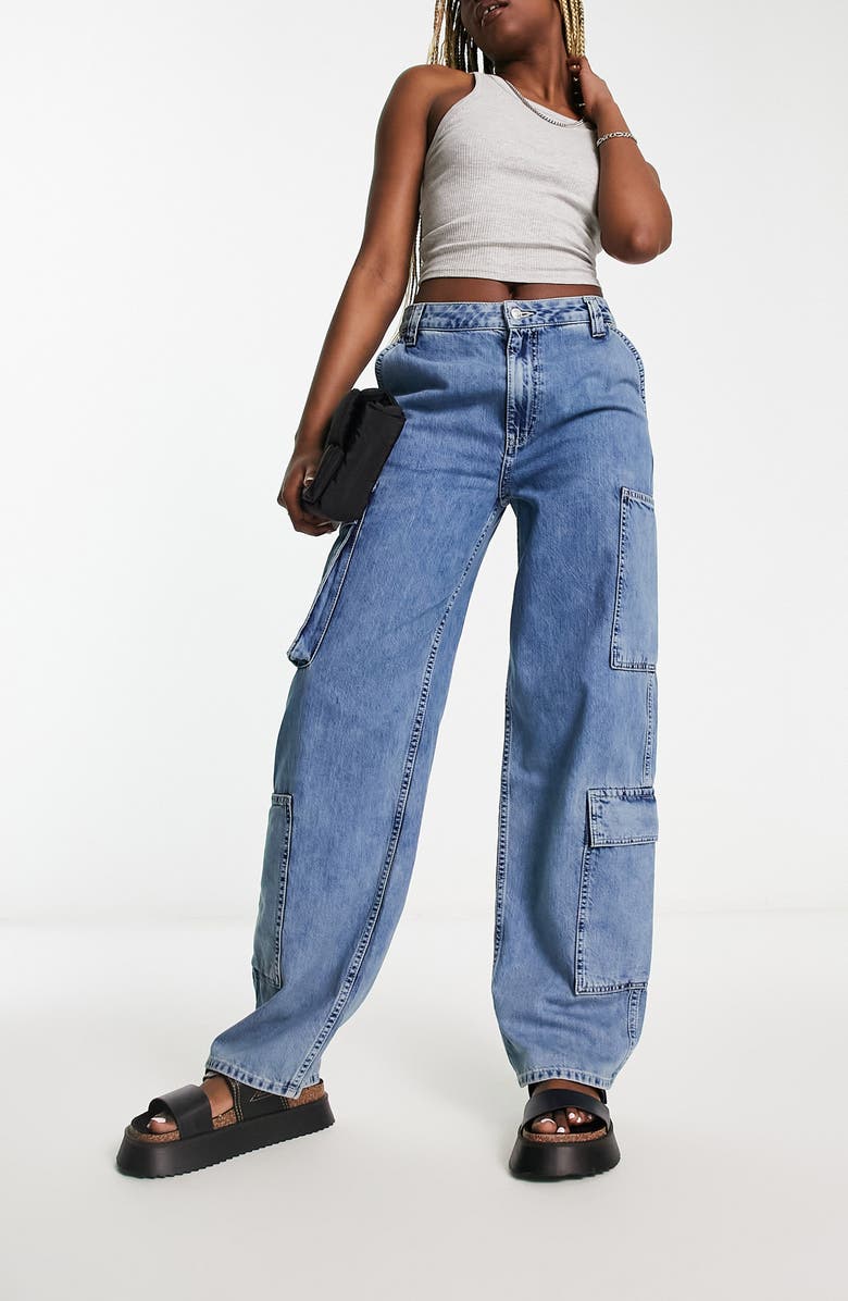 ASOS DESIGN Wide Leg Cargo Jeans, Main, color, 