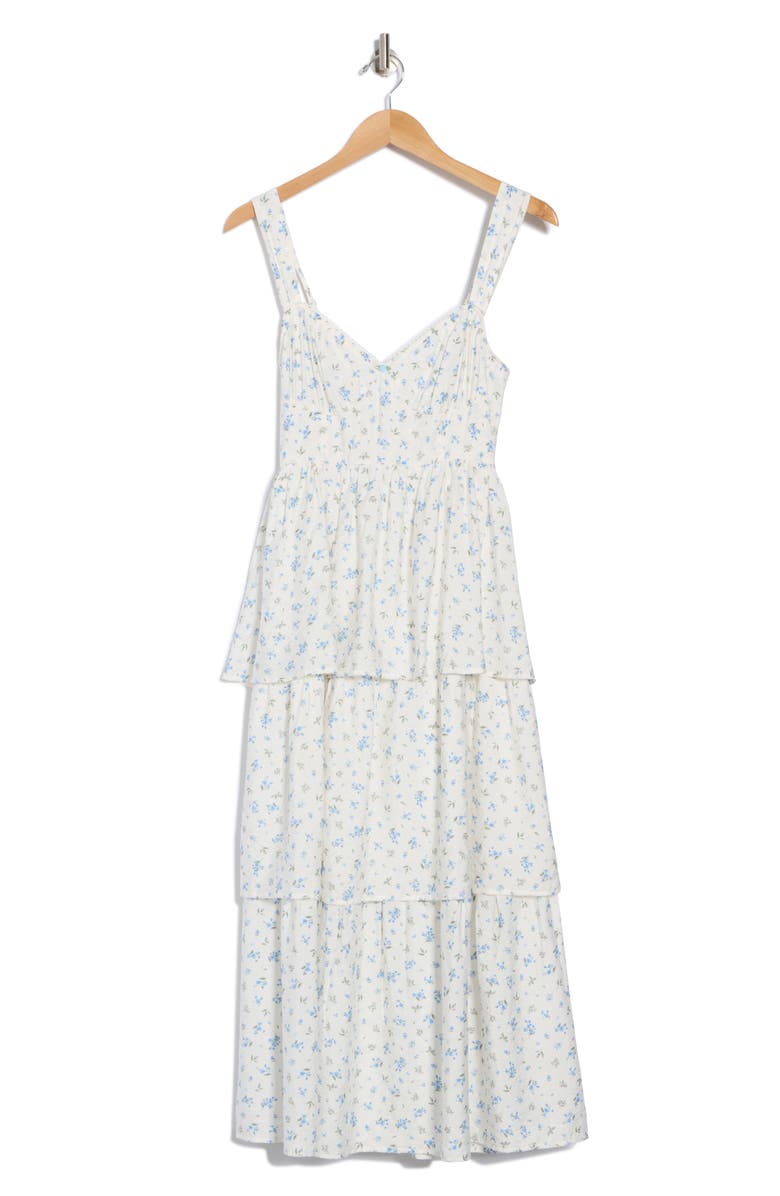 AUGUST SKY Tiered Tie Strap Sundress, Alternate, color, Blue Multi