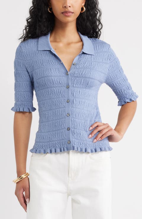 Textured Short Sleeve Cardigan
