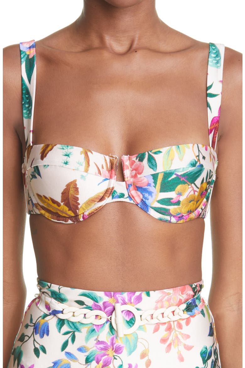 Tropicana Balconette Bikini Top, Main, color, CREAM FLORAL