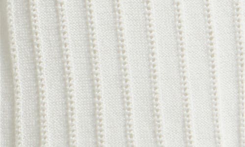 Tahari Asl Pointelle Stitch Short Sleeve Cardigan In White