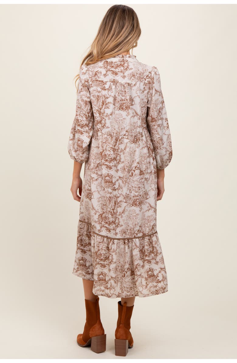 PinkBlush Printed Split Ruffle Collar Midi Dress, Alternate, color,