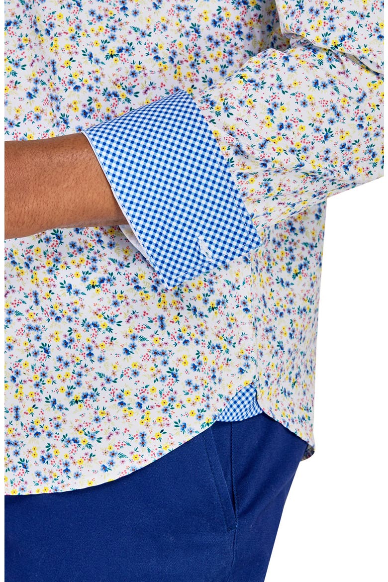 Slim Fit Spring Floral Recycled 4-Way Stretch Performance Long Sleeve Shirt, Alternate, color, WHITE