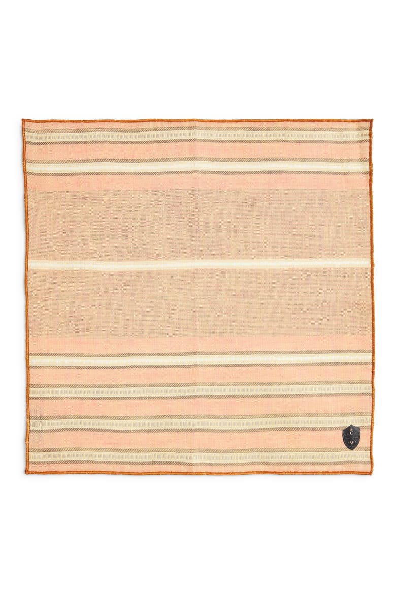 Stripe Linen Pocket Square, Alternate, color, PEACH