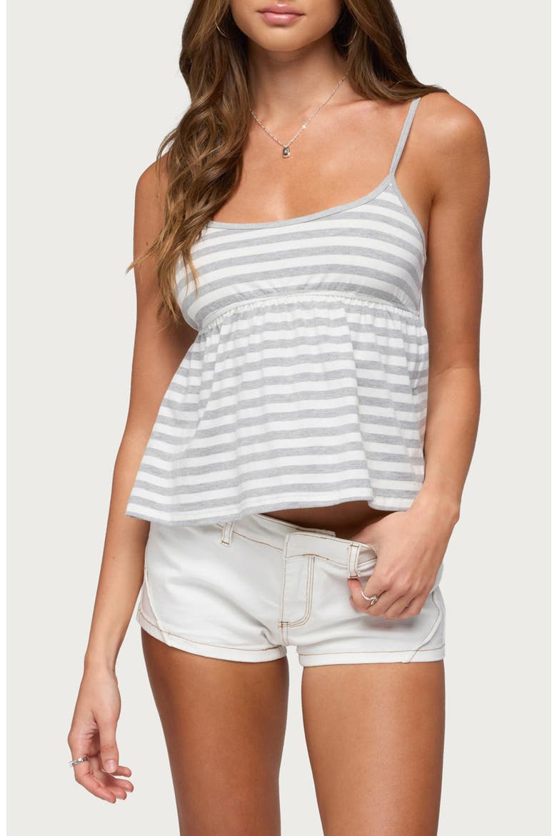 Zacharia Stripe Babydoll Tank, Main, color, GRAY-MELANGE-AND-WHITE
