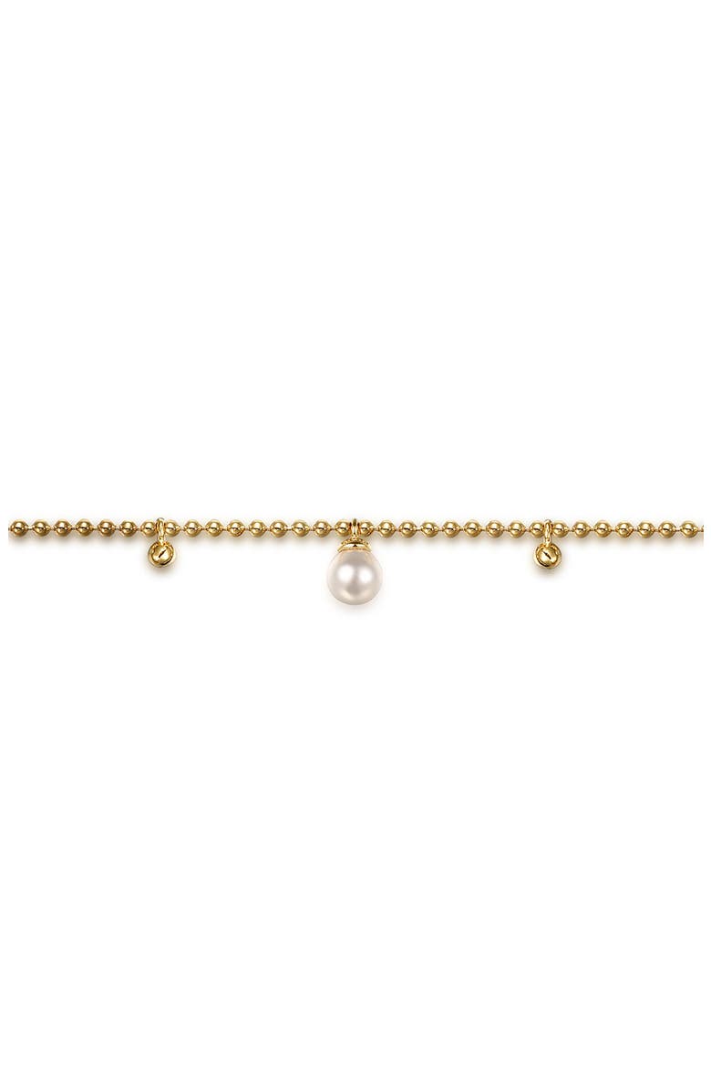 Freshwater Pearl Beaded Charm Bracelet, Alternate, color, GOLD/ WHITE