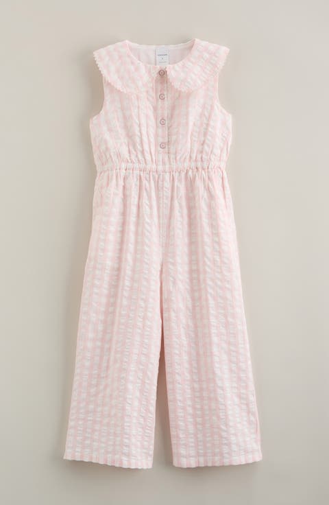 Kids' Peter Pan Collar Cotton Seersucker Jumpsuit (Toddler, Little Kid & Big Kid)