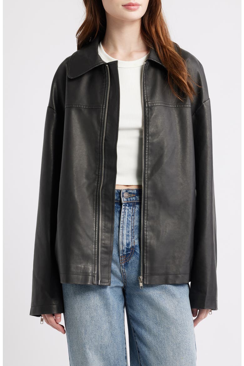 Napolean Faux Leather Jacket, Main, color, BLACK