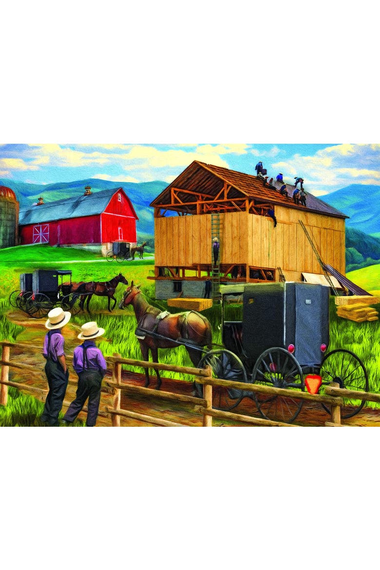 Raising the Barn 500 piece Jigsaw Puzzle for Adults, Alternate, color, Multicolor