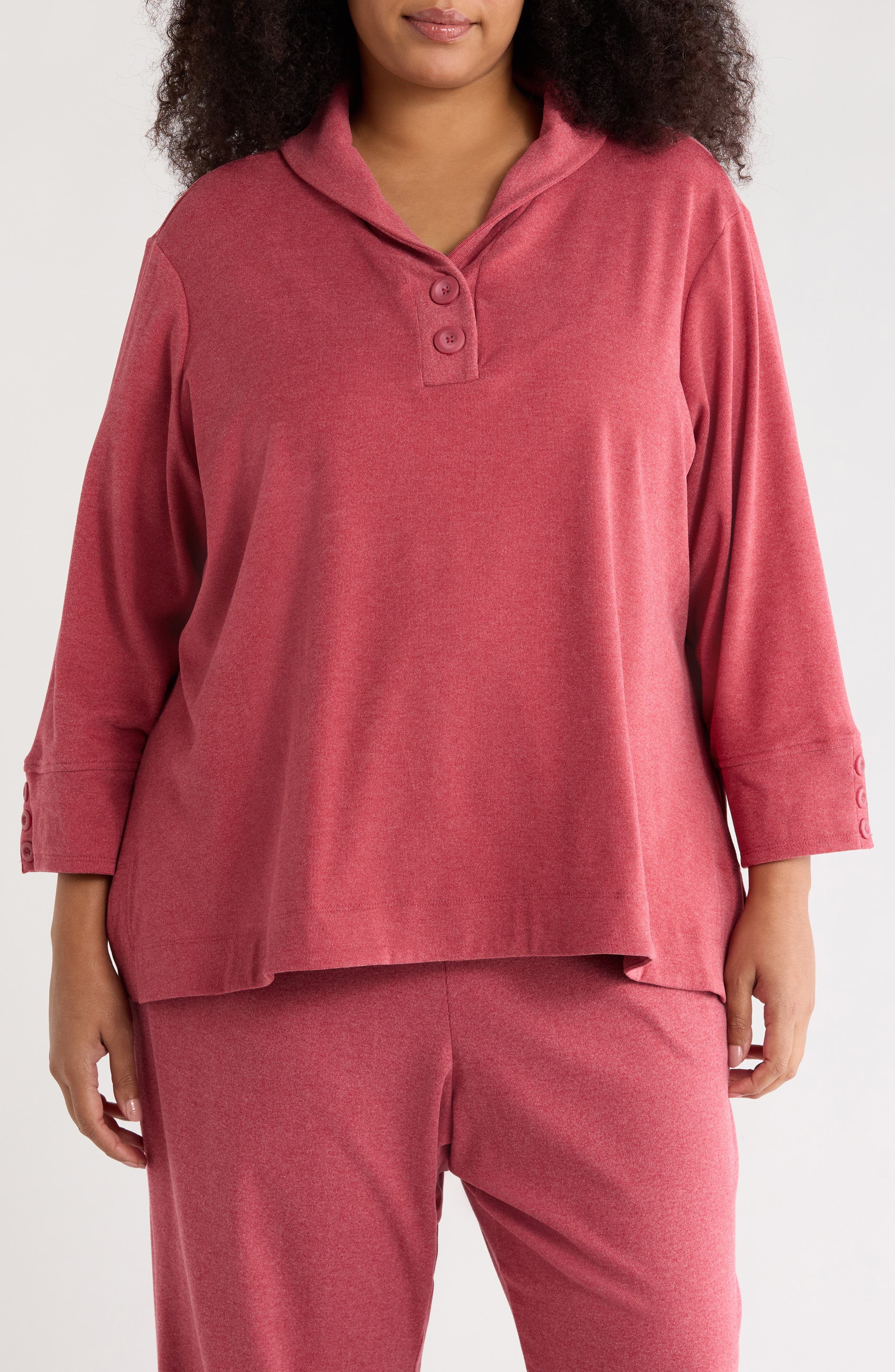 RUBY RD Shawl Collar Soft Ribbed Pullover