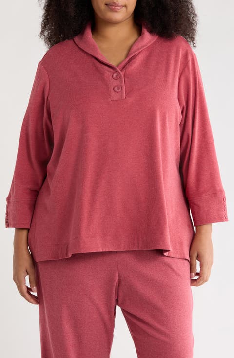 Shawl Collar Soft Ribbed Pullover (Plus)