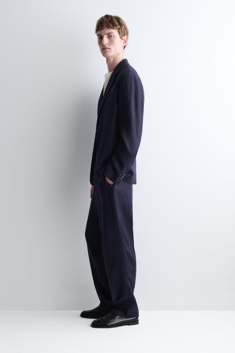 Single-breasted Linen Blazer, Alternate, color, NAVY
