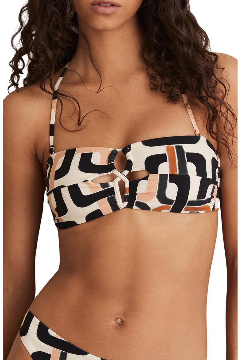 Ari cutout Halter Bikini Top, Main, color, BROWN/ CREAM