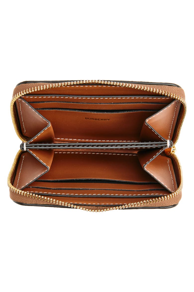 Small Check Leather Zip Wallet, Alternate, color, ARCHIVE BEIGE