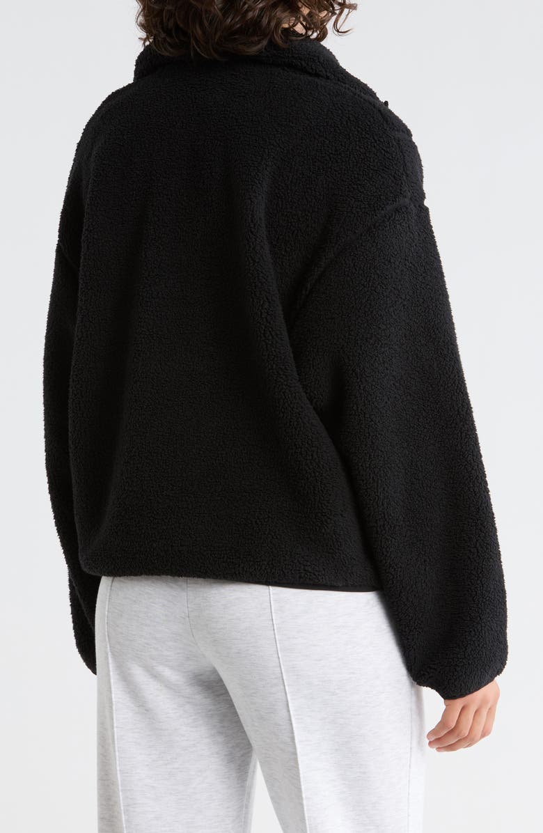 Z by Zella Faux Shearling Half Zip Pullover, Alternate, color, Black