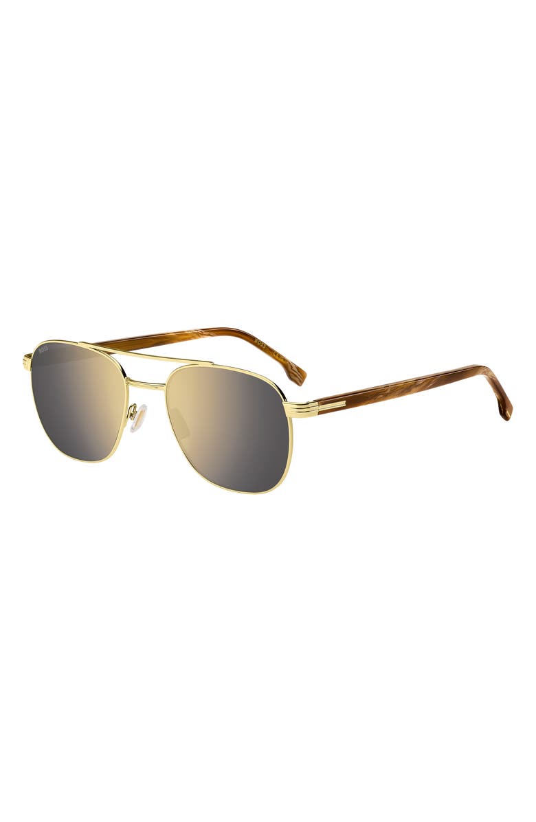 BOSS 56mm Rectangular Sunglasses, Alternate, color, Gold Brown/ Grey Bronze