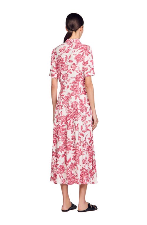 Sandro Floral Patterned Maxi Dress In White/red
