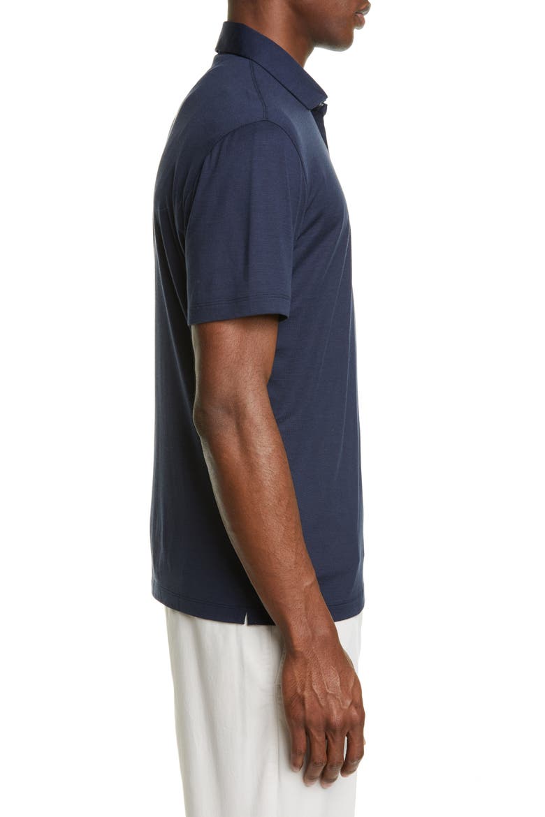 Silk & Cotton Polo Shirt, Alternate, color, OCEAN BLUE