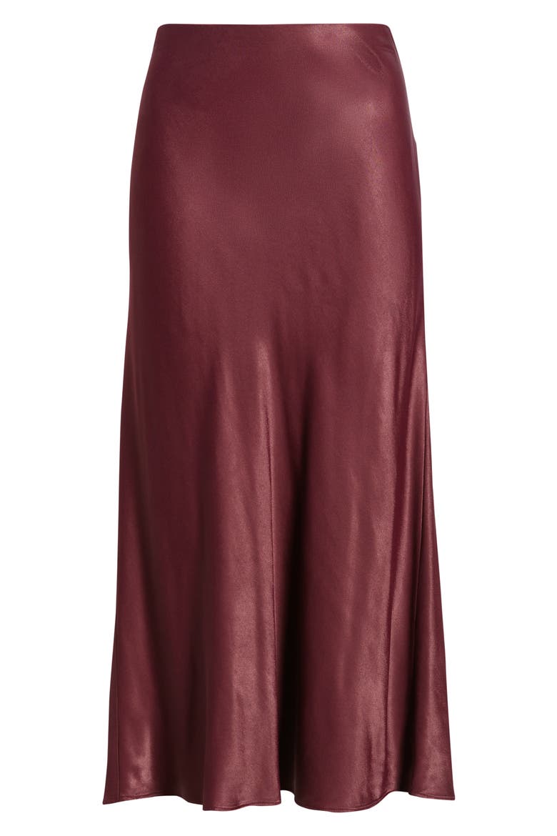 Bias Cut Satin Skirt, Alternate, color, BURGUNDY ROYALE