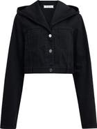 Alaïa Crop Hooded Denim Jacket