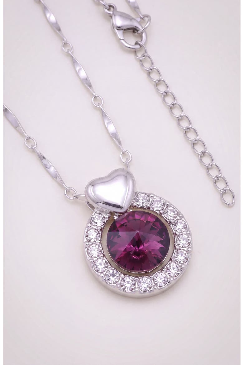 Amethyst Round Heart Accent Pendant Necklace, Alternate, color, Amethyst