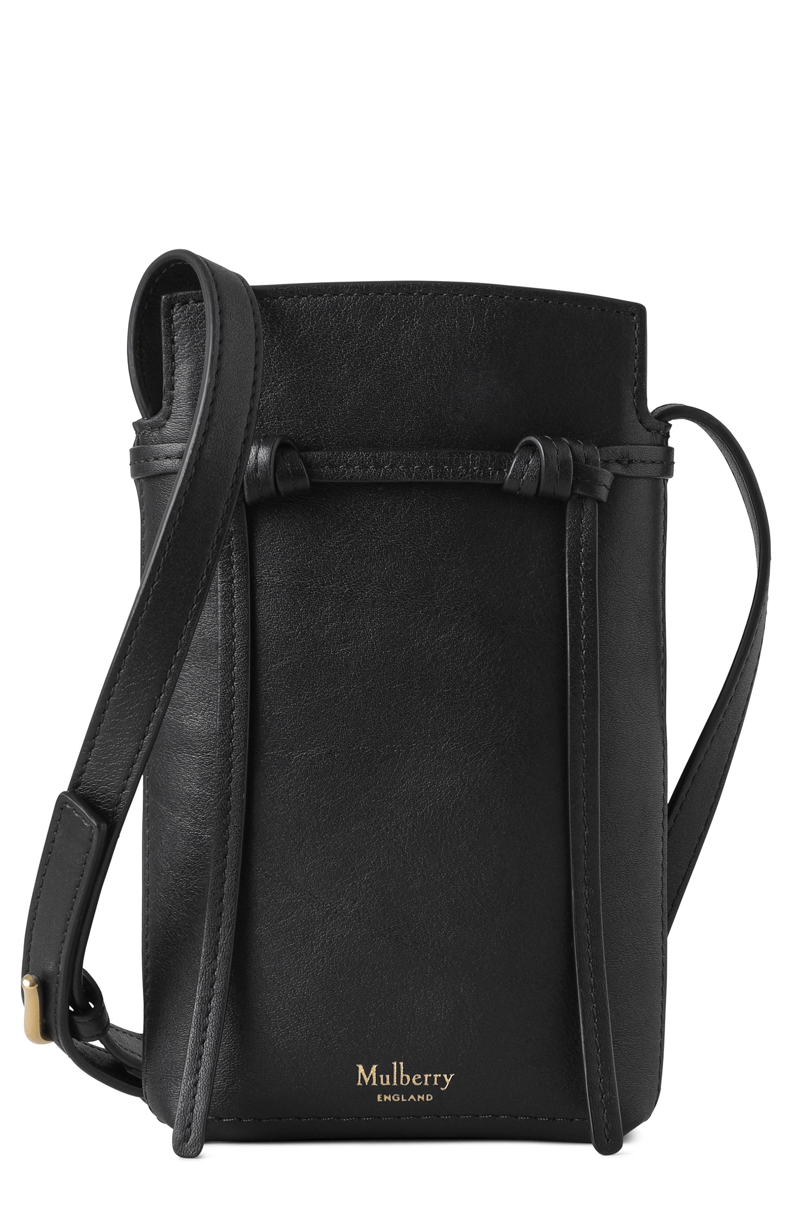Clovelly Refined Leather Phone Pouch, Main, color, BLACK