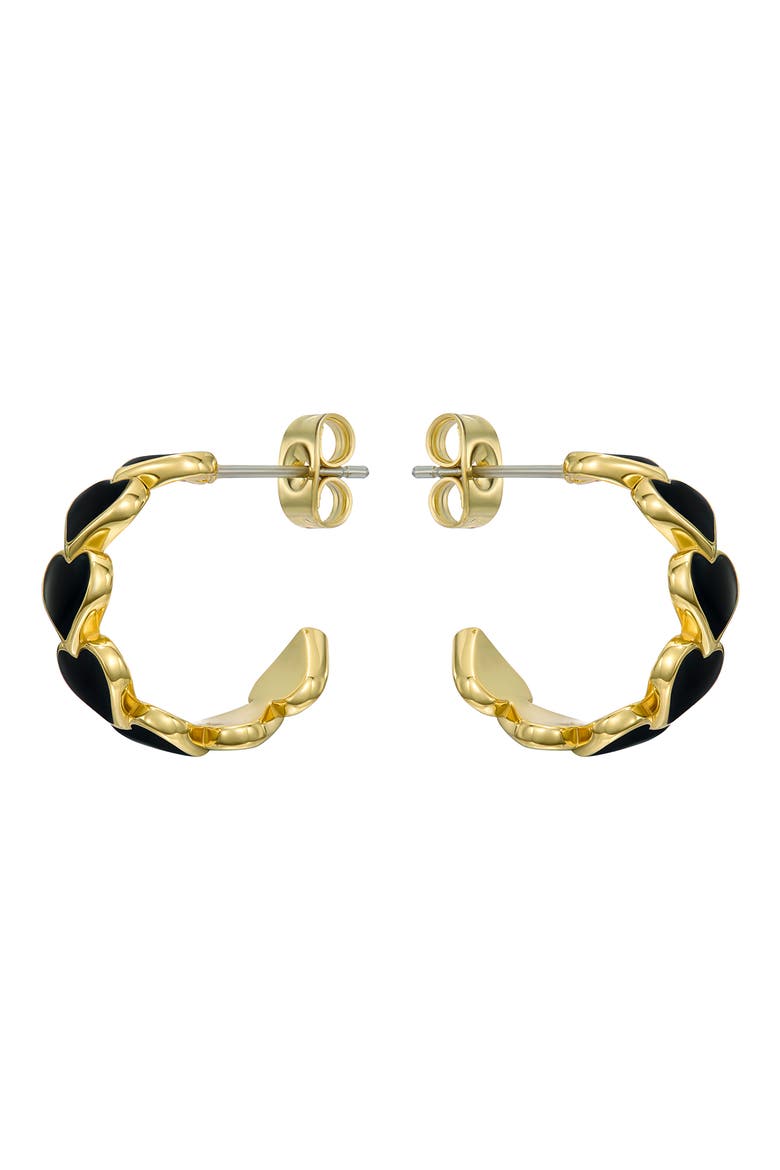 Hannah Enamel Heart Hoop Earrings, Alternate, color, GOLD TONE BLACK