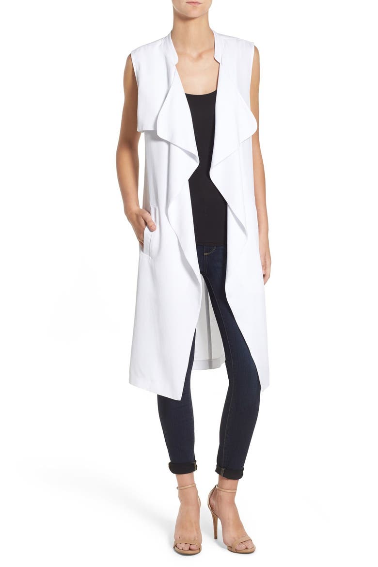 'Sara' Long Vest, Main, color, WHITE