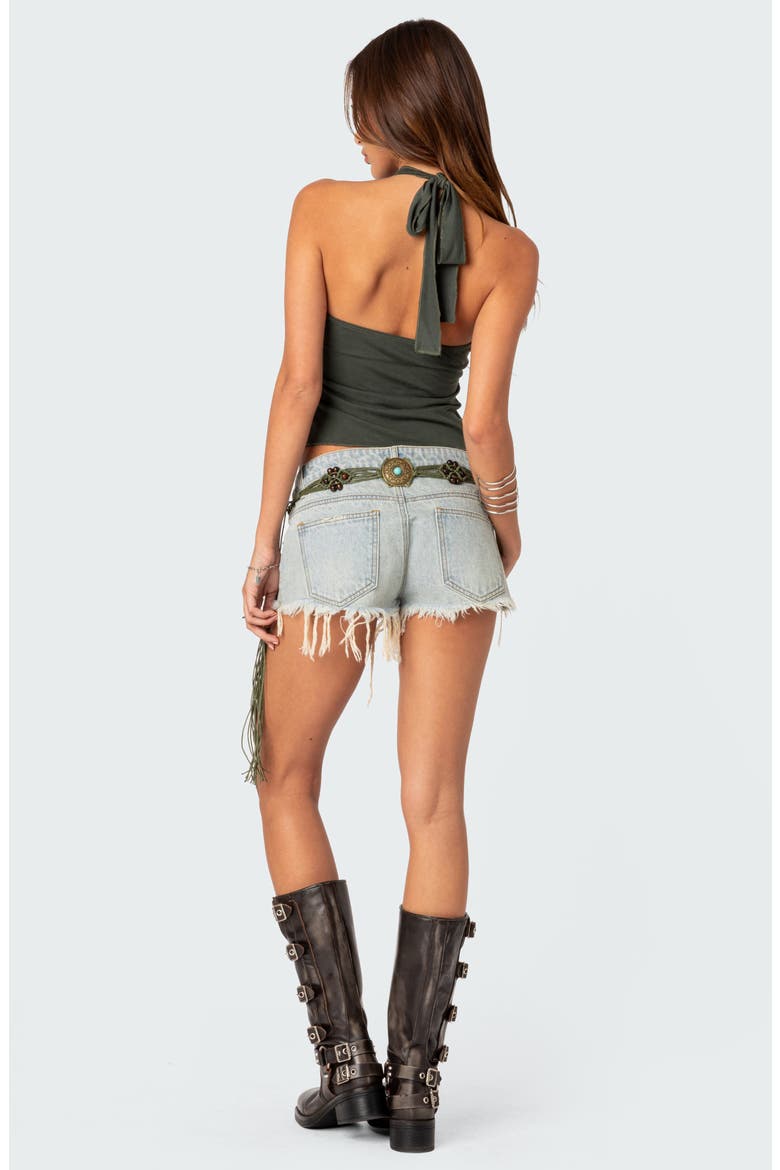 Frayed Cutoff Denim Shorts, Alternate, color, BLUE-WASHED
