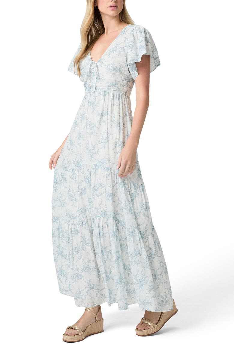 PAIGE Kinga Floral Print Cotton Maxi Dress, Alternate, color, White Surf