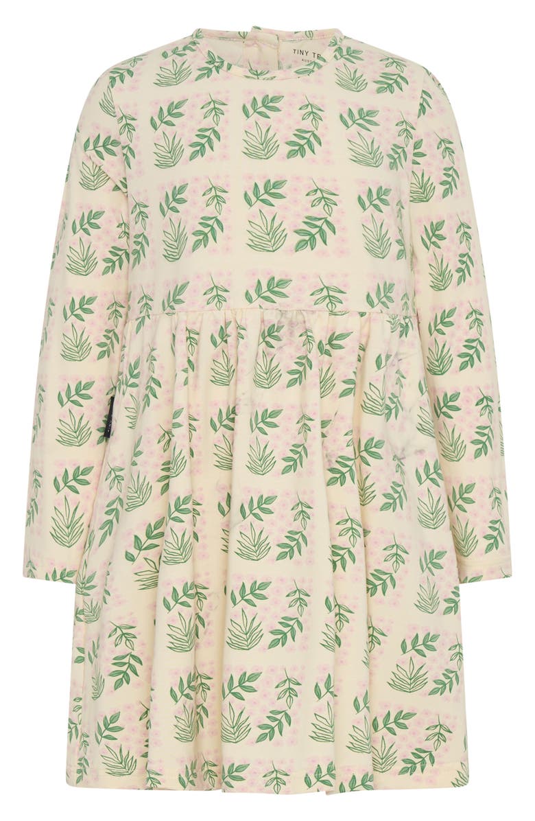 TINY TRIBE Kids' Flower Garden Long Sleeve Cotton Jersey Dress, Main, color, Cream