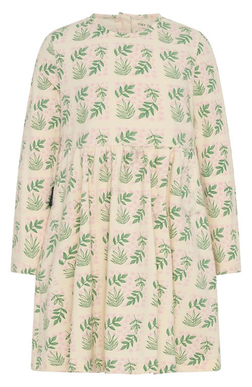 Tiny Tribe Kids' Flower Garden Long Sleeve Cotton Jersey Dress In Neutral