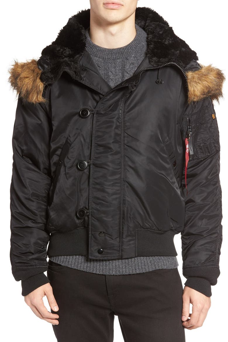 N-2B Short Hooded Parka, Alternate, color, BLACK