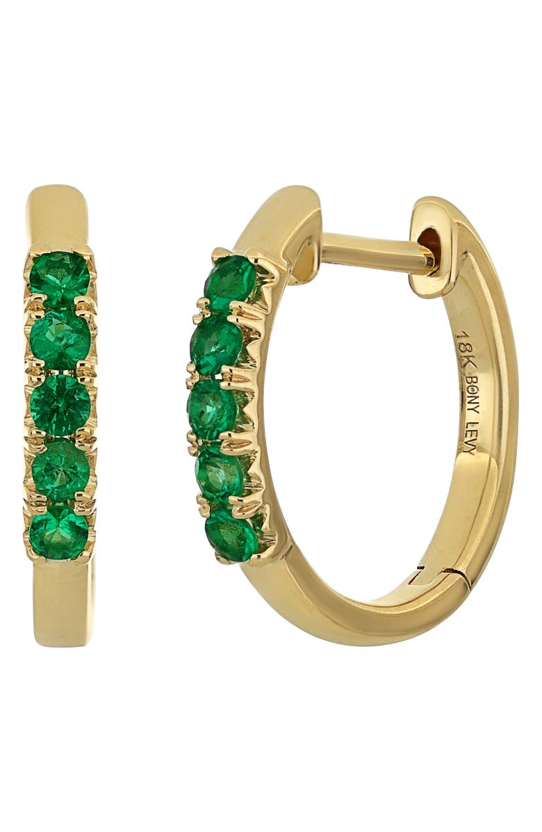 Bony Levy El Mar Emerald Hoop Earrings, Main, color,