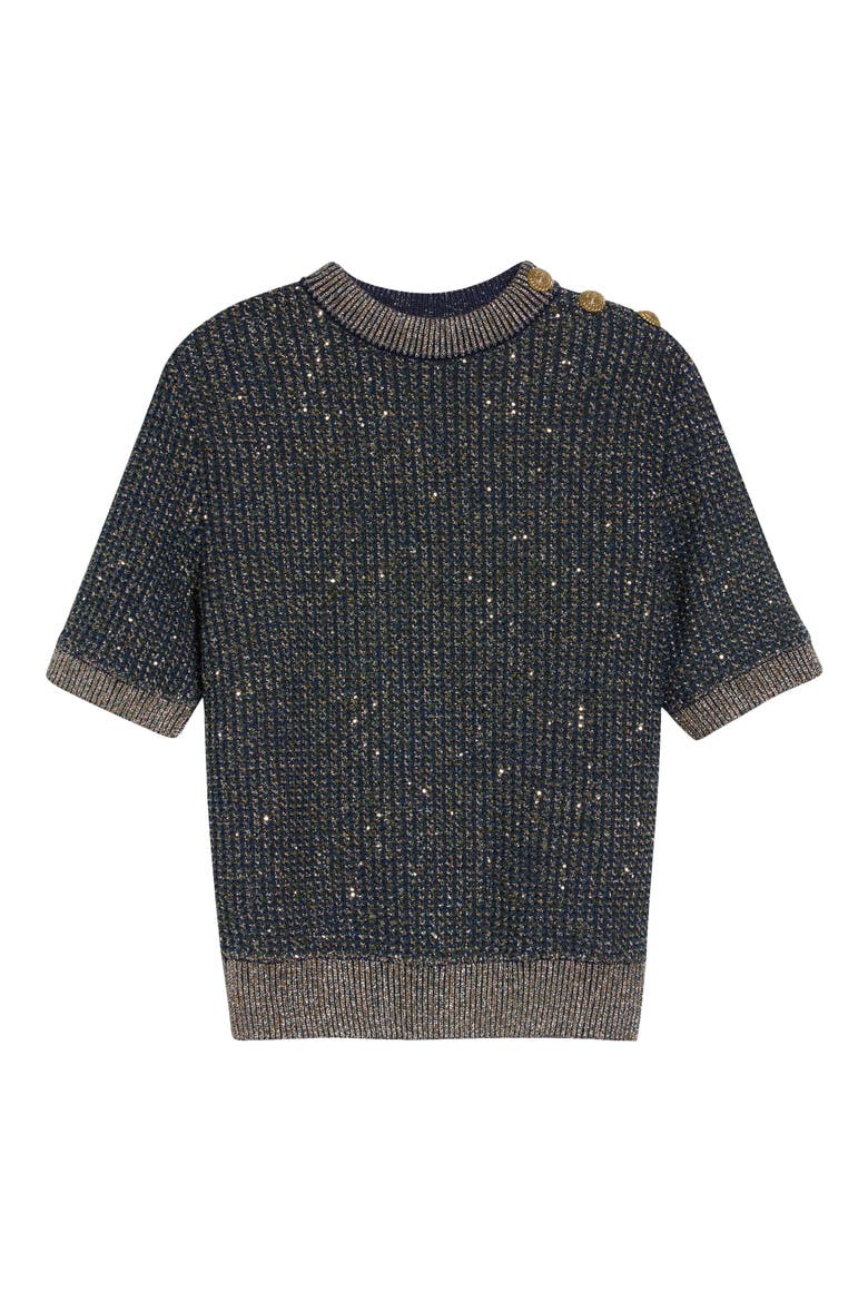 Sequin Crewneck Tweed Sweater, Main, color, SQH NAVY/ MULTI