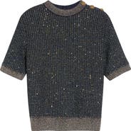 Balmain Sequin Crewneck Tweed Sweater