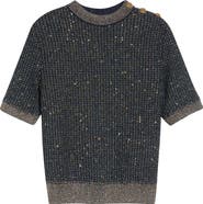 Balmain Sequin Crewneck Tweed Sweater