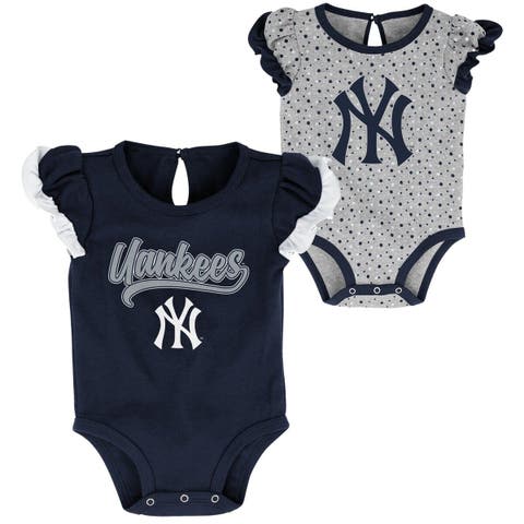 Newborn & Infant Navy/Heathered Gray New York Yankees Scream & Shout Two-Pack Bodysuit Set