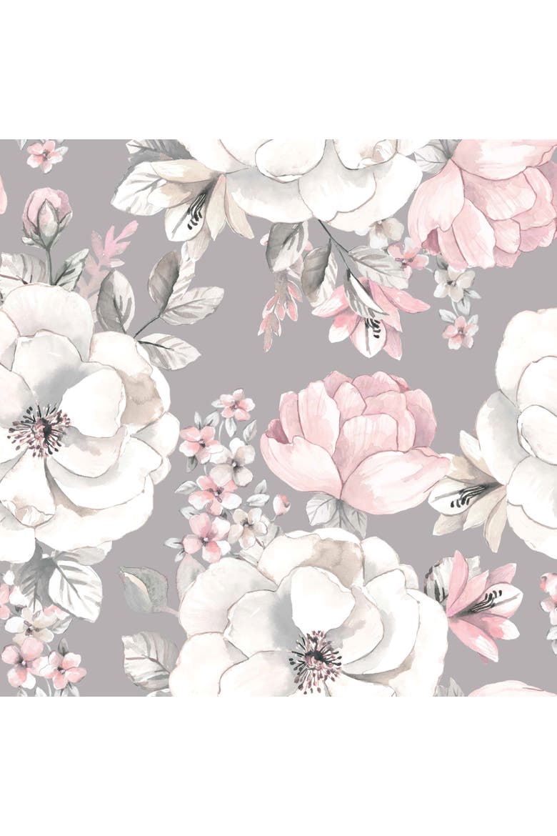 Signature Botanical Baby Watercolor Floral Cotton Crib Sheet, Alternate, color, Gray