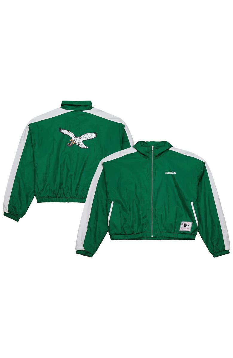Mitchell & Ness Women's Mitchell & Ness Midnight Green Philadelphia Eagles Nylon Cropped Full-Zip Jacket, Alternate, color,