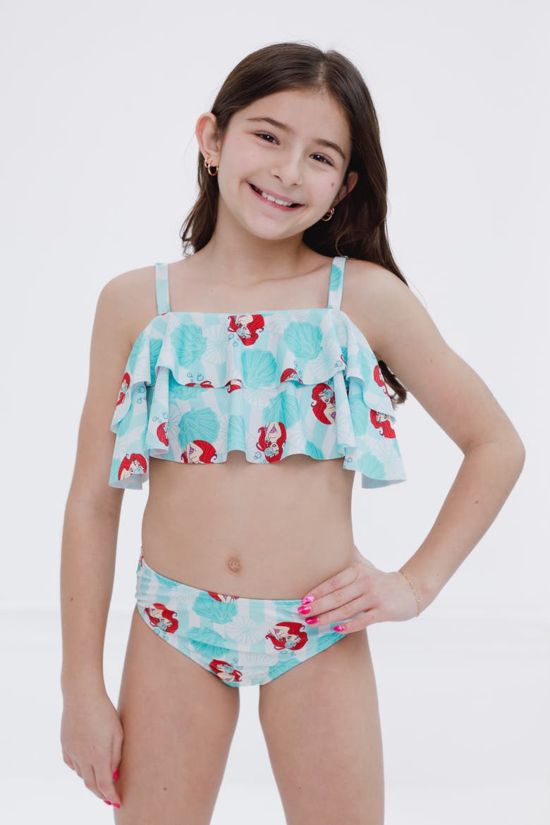 The Little Mermaid Princess Ariel Bathing Suit and Skirt Set, Alternate, color, Ariel Aqua Teal