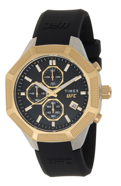 x UFC King Quartz Silicone Strap Watch, 45mm