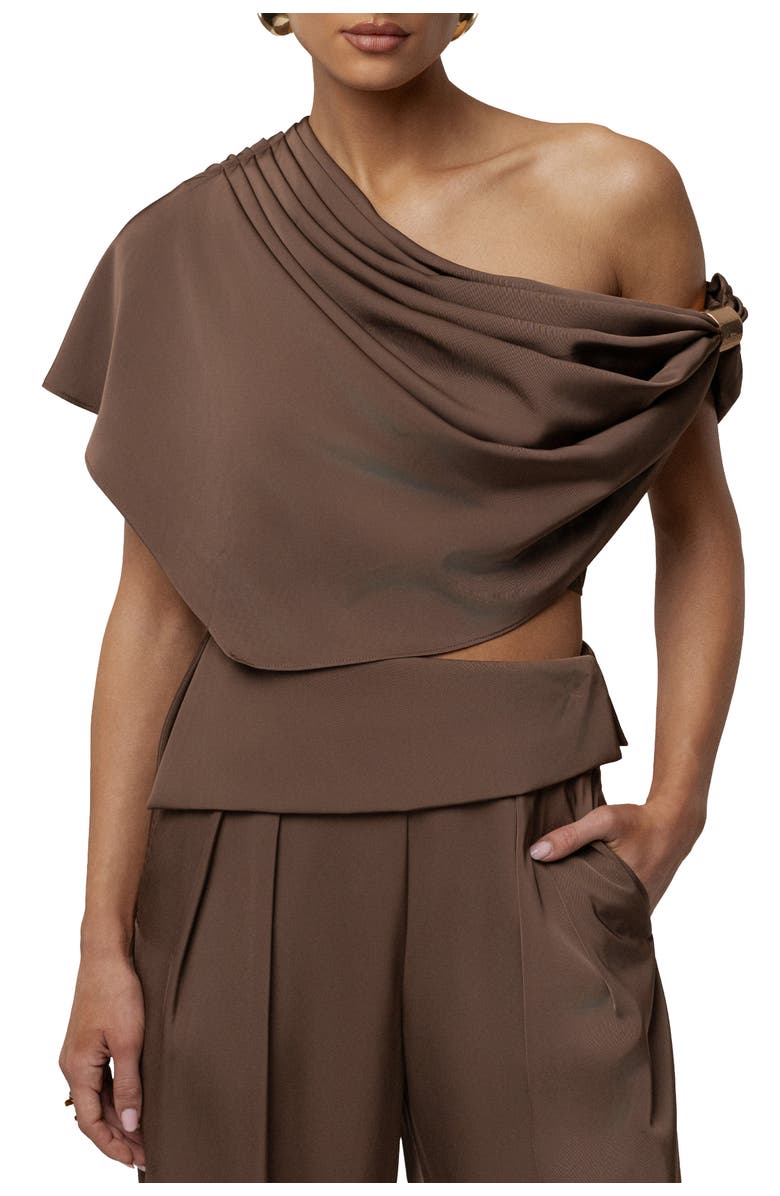 JLUXLABEL Gleam and Glow Satin Top, Main, color, Chocolate