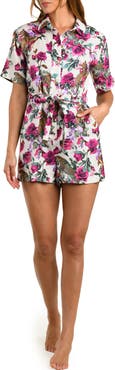 L'AGENCE Hestia Rose Leopard Print Tie Waist Cover-Up Romper