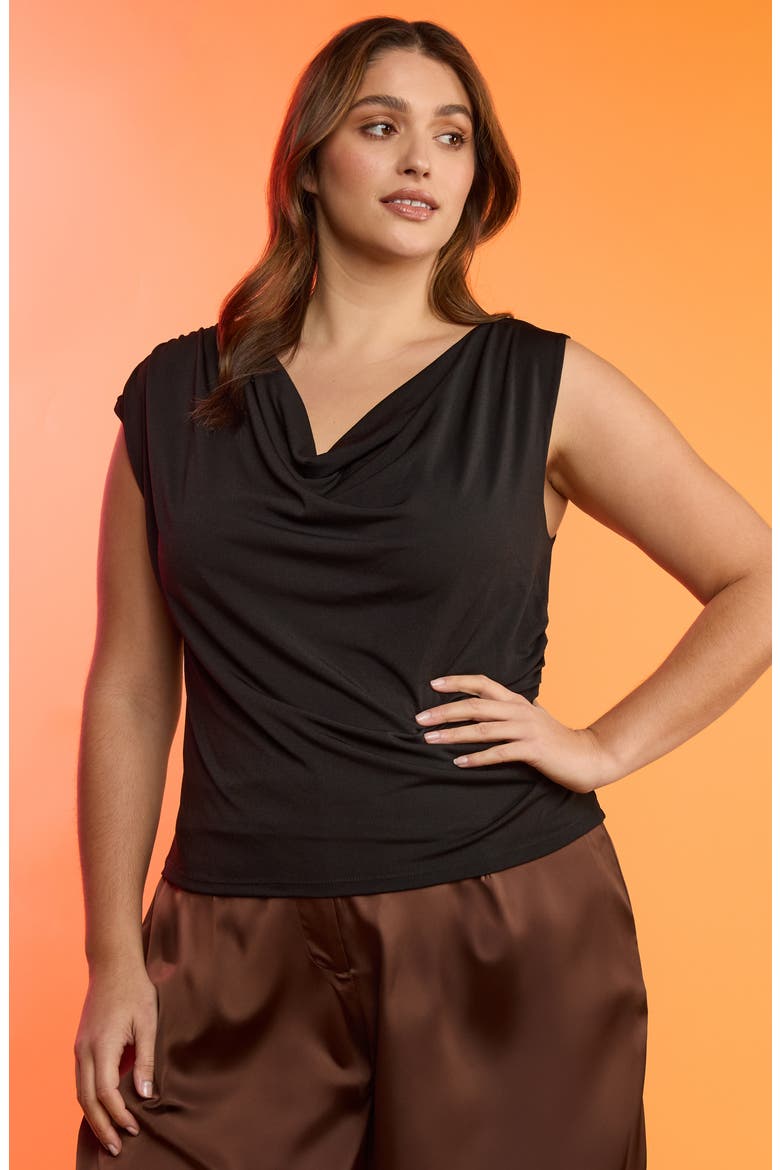 Dune Cowl Neck Sleeveless Top, Alternate, color, BLACK