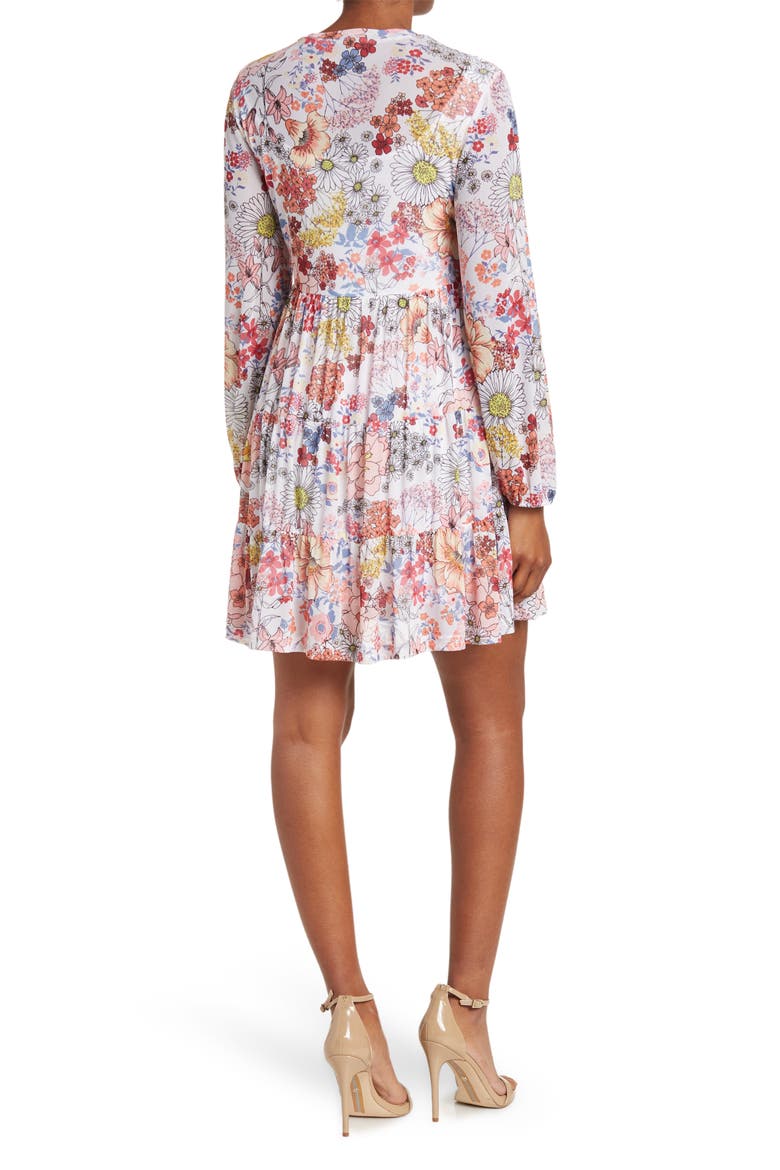 Catherine Long Sleeve Mesh Babydoll Dress, Alternate, color, CALM SUNDAY