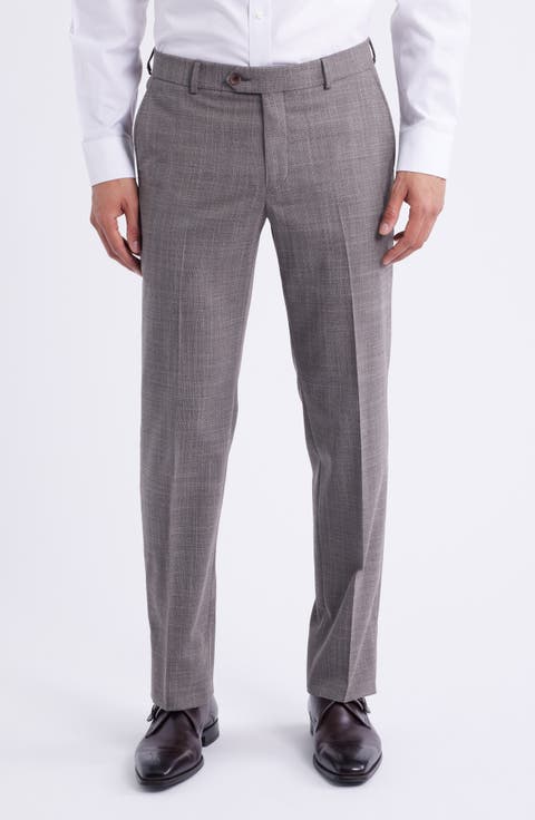 Plaid Flat Front Dress Pants