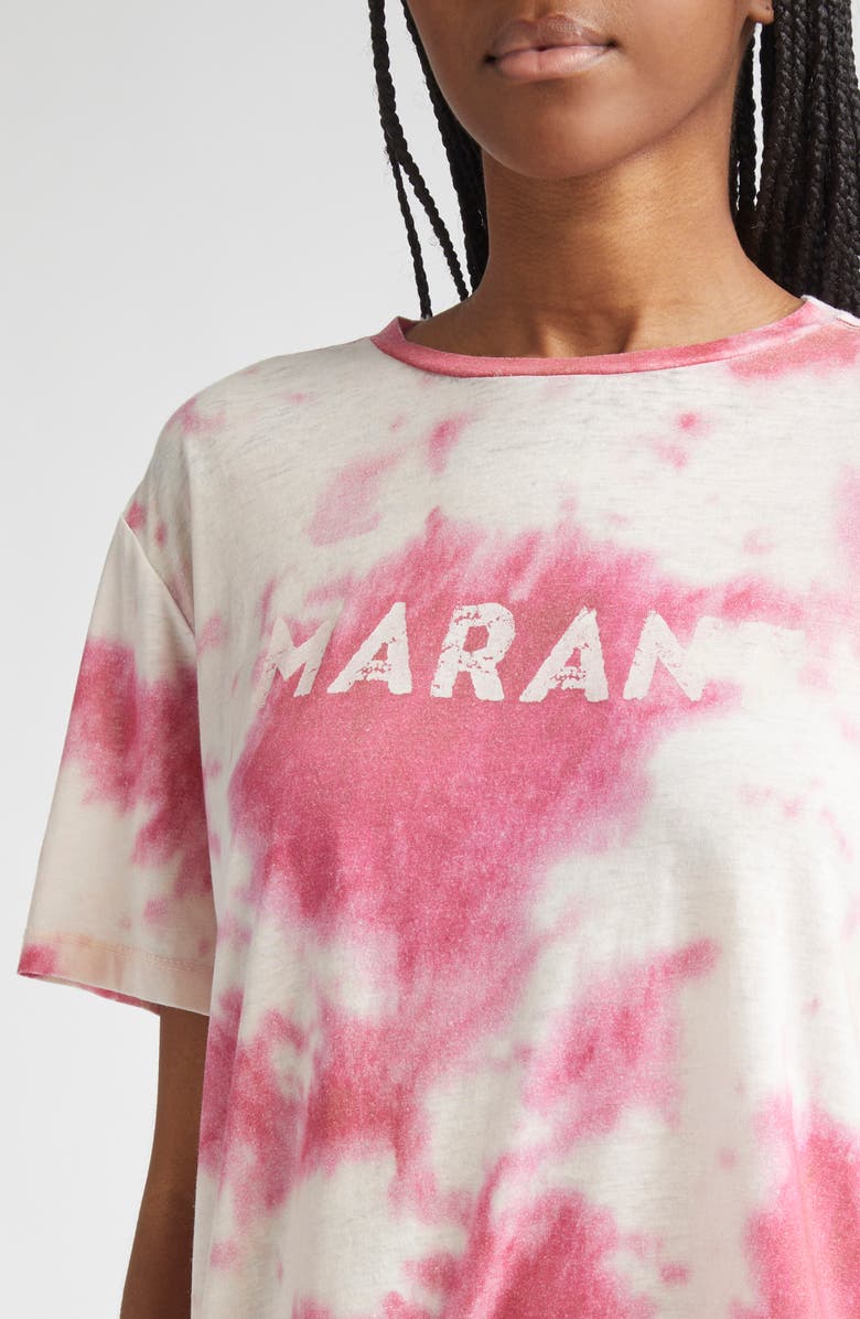 Isabel Marant Étoile Zewel Tie Dye Logo T-Shirt, Alternate, color, Pink