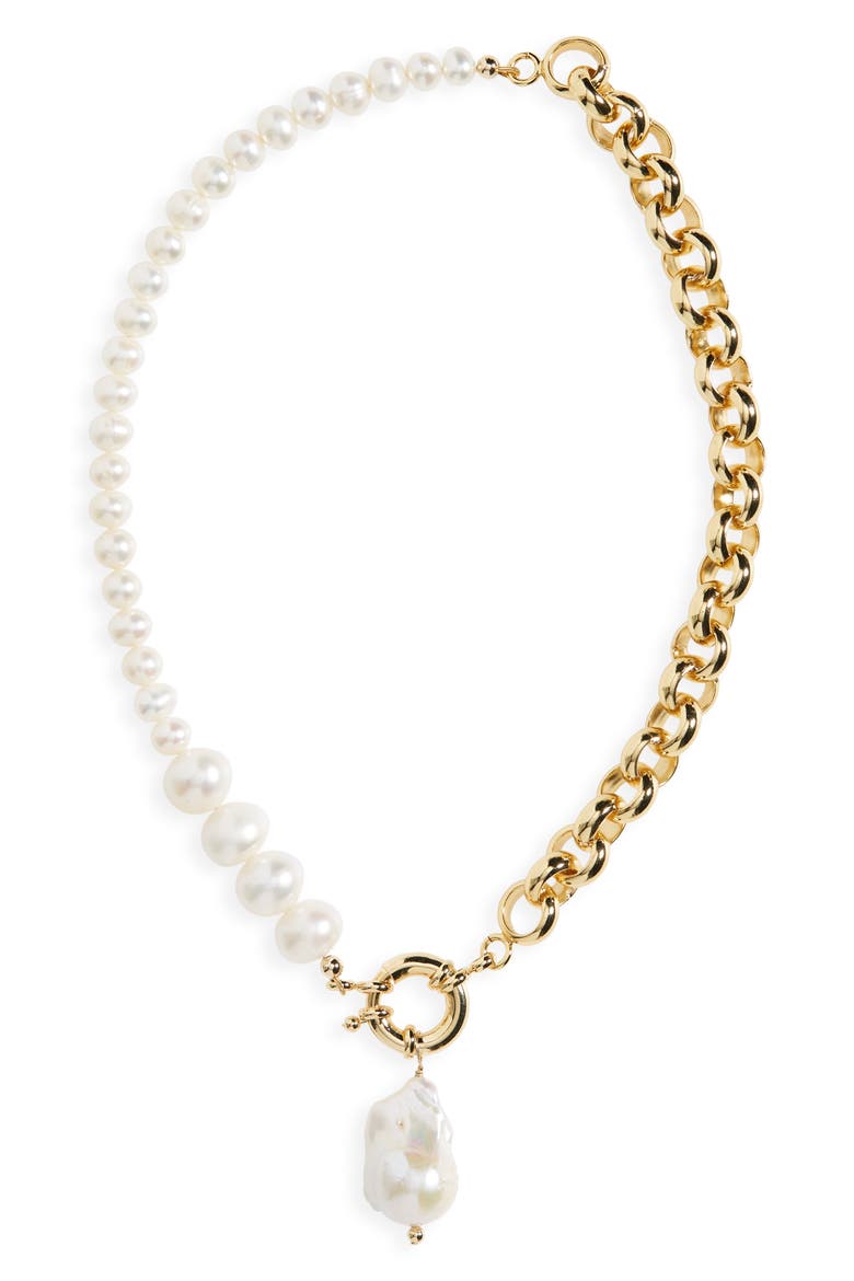 Caxias Freshwater Pearl & Chain Necklace (Nordstrom Exclusive), Main, color, GOLD